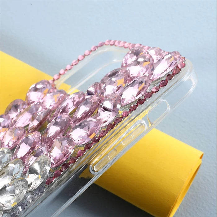 Diamond Sticking Crystal Pink+White Shell TPU Case for iPhone 12/12 Pro - 6