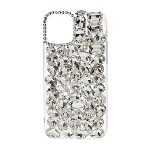 Crystal White Shell Rhinestone Decoration TPU Cell Phone Cover for iPhone 12/12 Pro - 1