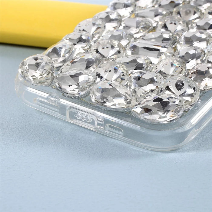Crystal White Shell Rhinestone Decoration TPU Cell Phone Cover for iPhone 12/12 Pro - 4