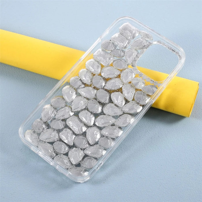 Crystal White Shell Rhinestone Decoration TPU Cell Phone Cover for iPhone 12/12 Pro - 5