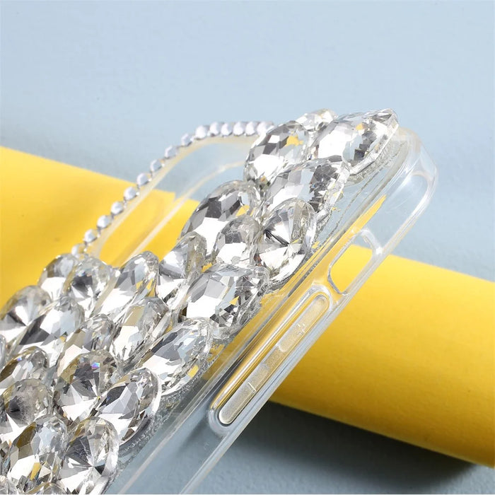 Crystal White Shell Rhinestone Decoration TPU Cell Phone Cover for iPhone 12/12 Pro - 6