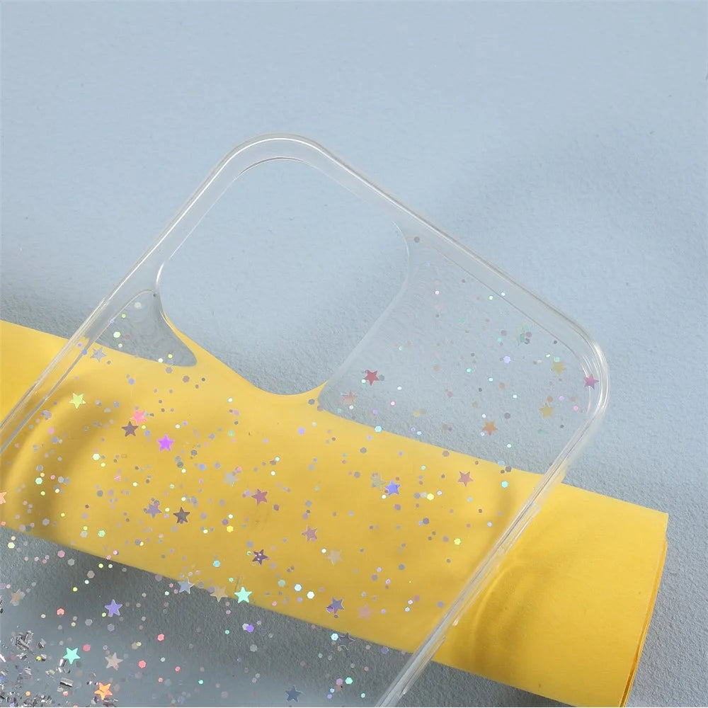 Starry Sky Epoxy Sparkle TPU Shell Phone Case for iPhone 12 Pro Max - White - 3