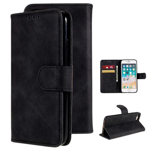 Leather Wallet Stand Phone Case for iPhone 7/8/SE (2020)/SE (2022) - Black - 1