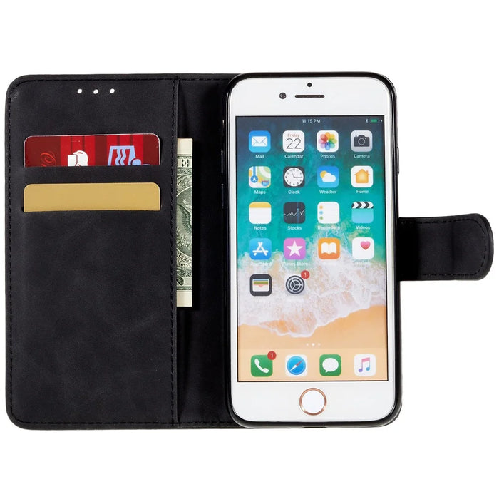 Leather Wallet Stand Phone Case for iPhone 7/8/SE (2020)/SE (2022) - Black - 2