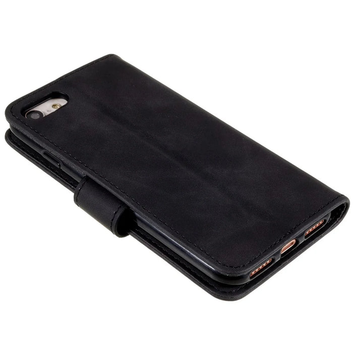 Leather Wallet Stand Phone Case for iPhone 7/8/SE (2020)/SE (2022) - Black - 6