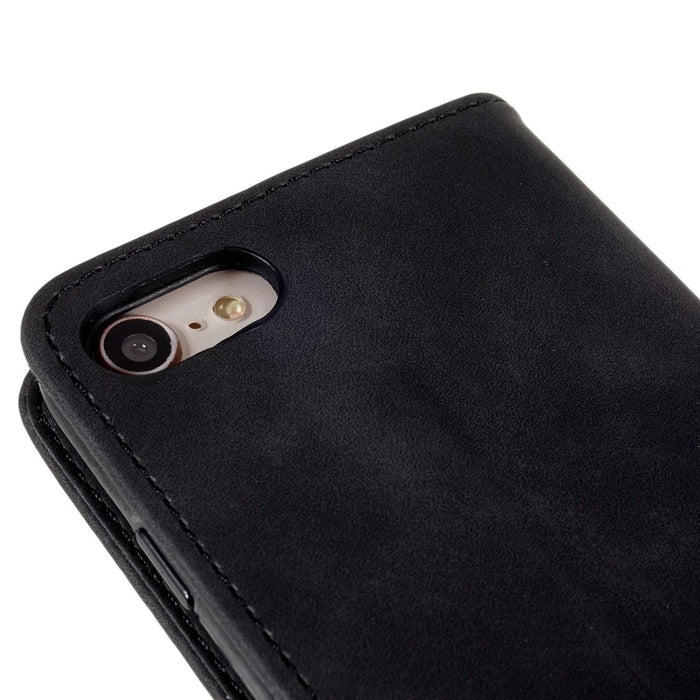 Leather Wallet Stand Phone Case for iPhone 7/8/SE (2020)/SE (2022) - Black - 7