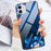 Pattern Printing Tempered Glass + TPU + PC Combo Phone Cover for iPhone 12 Pro/12 - Blue Flowers - 2
