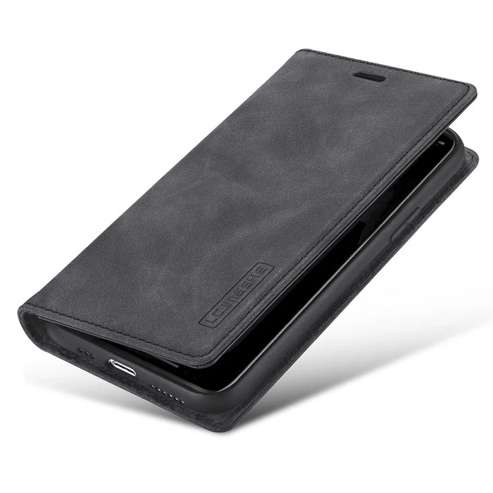 LC.IMEEKE Anti-drop Auto-absorbed Wallet Stand Leather Case for iPhone 11 Pro Max - Black - 6