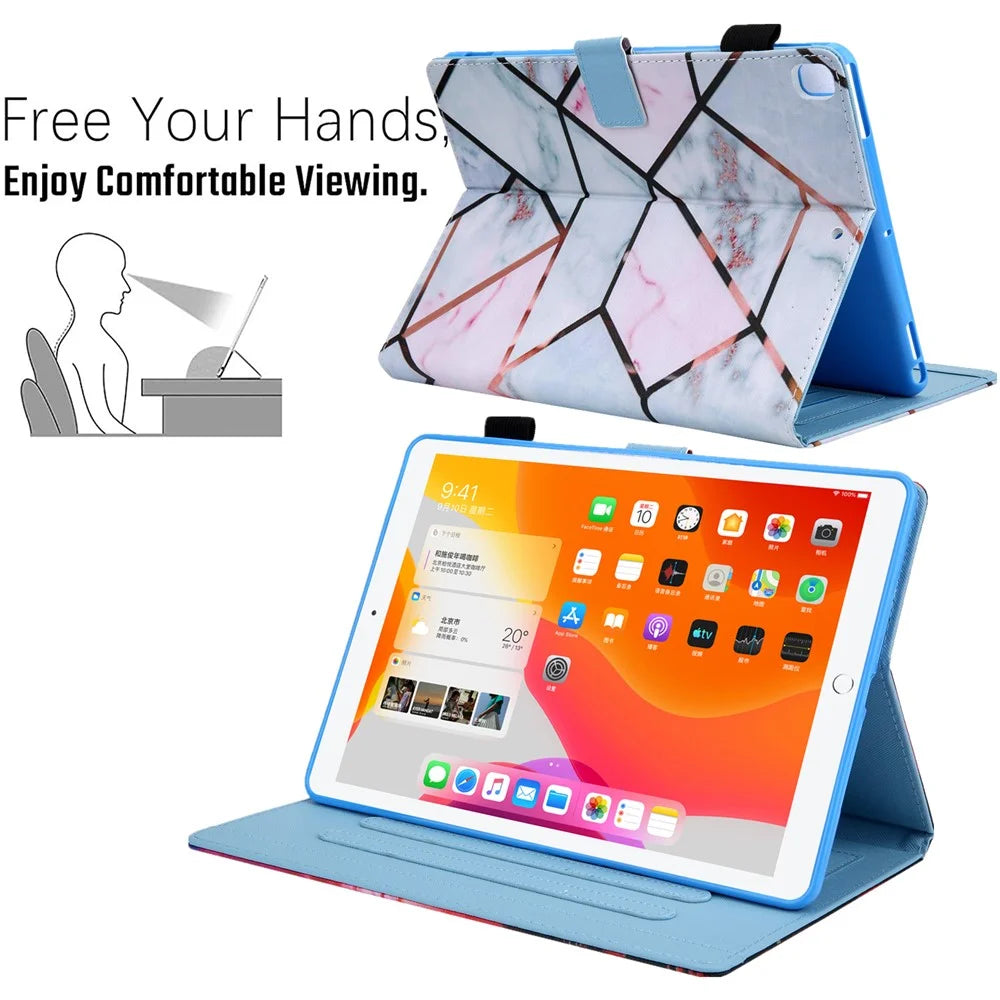 Patterned Leather Stand Smart Case for iPad Air 10.5 inch (2019)/iPad Pro 10.5-inch (2017)/iPad 10.2 (2021)/(2020)/(2019) - Marble Texture - 4