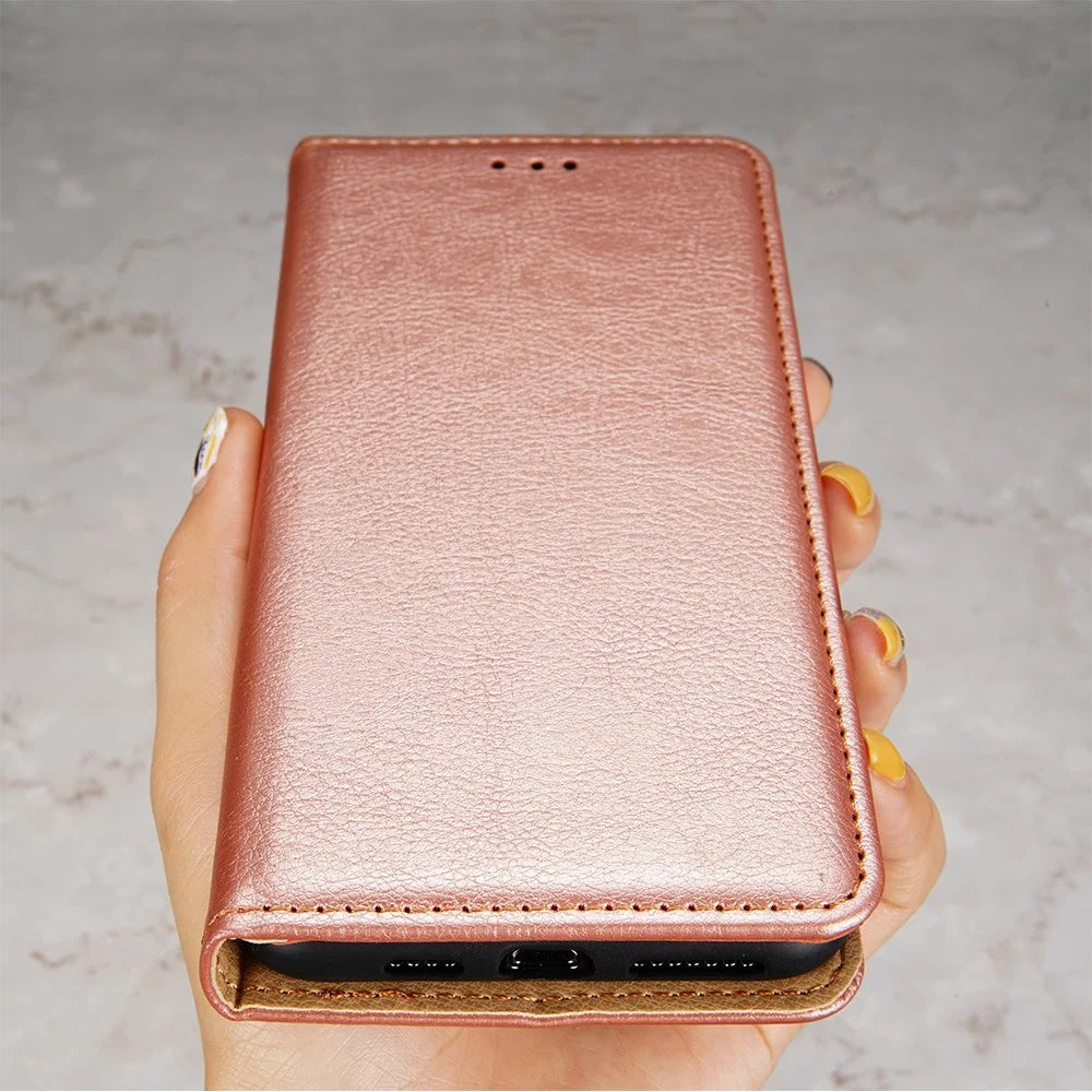For Samsung Galaxy S20 FE/S20 Fan Edition/S20 FE 5G/S20 Fan Edition 5G/S20 Lite/S20 FE 2022 Plain Magnetic Leather Phone Protective Case - Rose Gold - 2