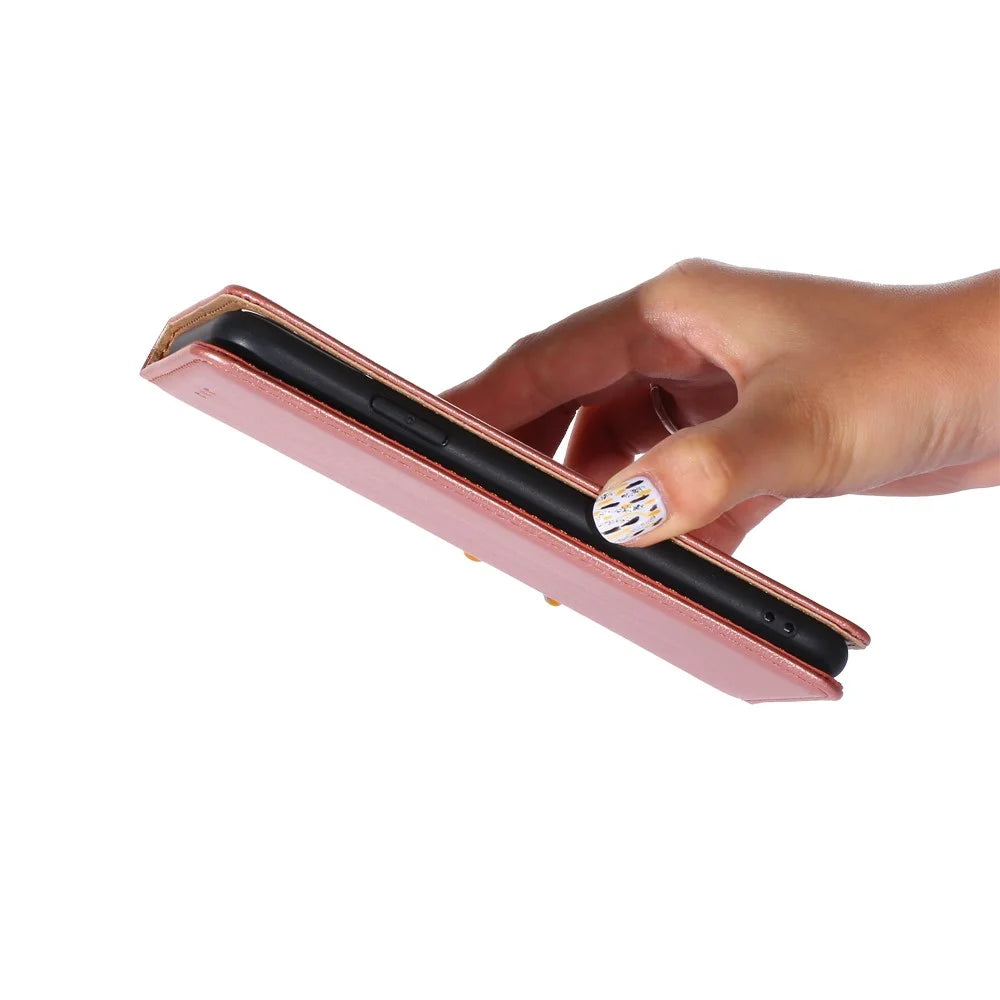 For Samsung Galaxy S20 FE/S20 Fan Edition/S20 FE 5G/S20 Fan Edition 5G/S20 Lite/S20 FE 2022 Plain Magnetic Leather Phone Protective Case - Rose Gold - 3