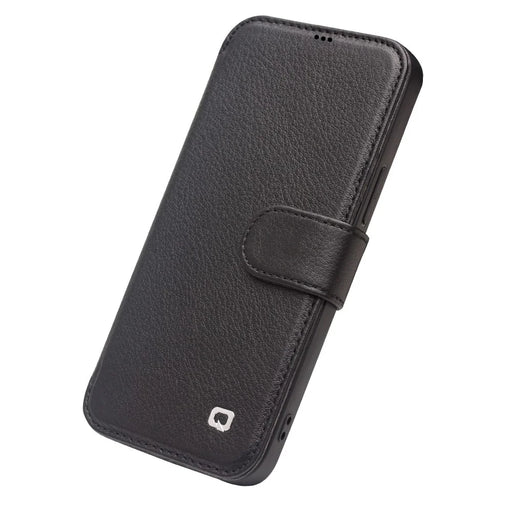 QIALINO Commercial Magnetic Clasp Top Cowhide Leather Case for iPhone 12 mini Cover - Black - 2