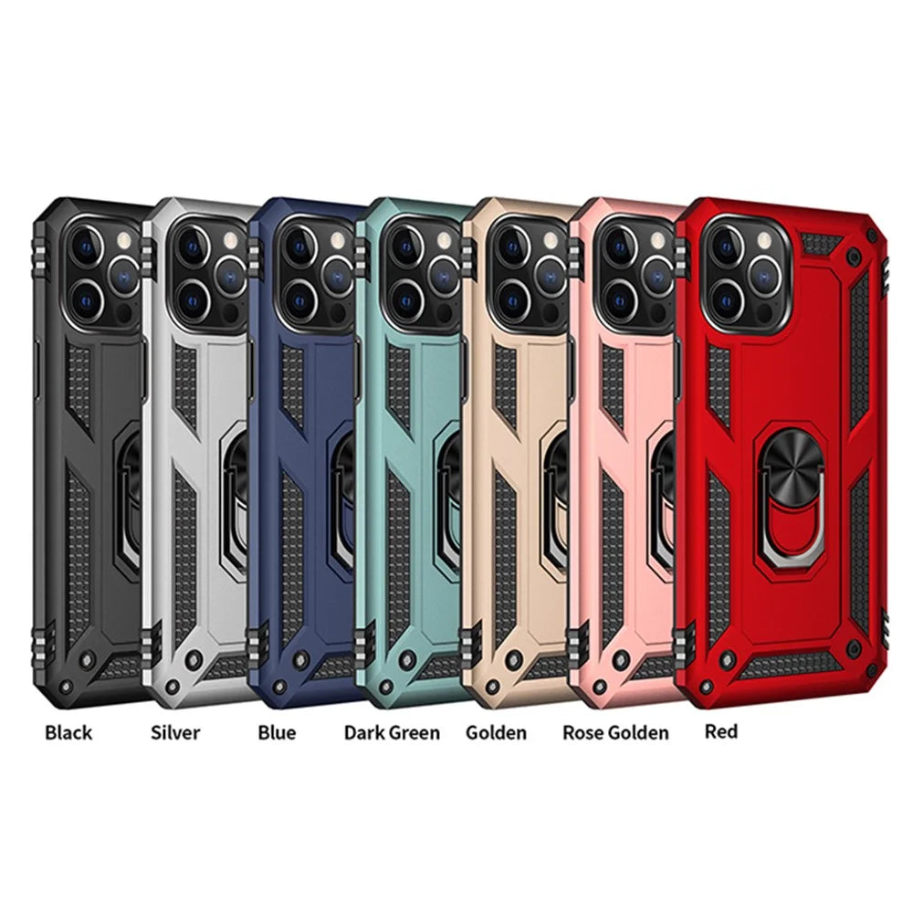 Ring Kickstand Armor Case PC TPU Combo Protective Cover for iPhone 12 Pro Max - Black - 2