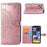 Embossed Mandala Flower Leather Wallet Stand Case for iPhone 12 Pro Max - Rose Gold - 1