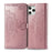 Embossed Mandala Flower Leather Wallet Stand Case for iPhone 12 Pro Max - Rose Gold - 4