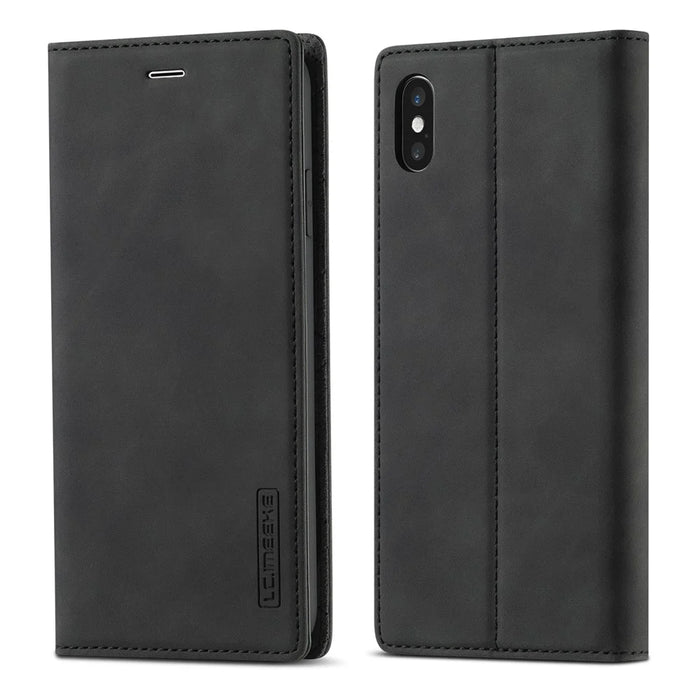 LC.IMEEKE Leather Wallet Stand Strong Magnetic Phone Protective Shell for iPhone XS Max - Black - 3
