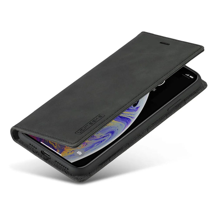 LC.IMEEKE Leather Wallet Stand Strong Magnetic Phone Protective Shell for iPhone XS Max - Black - 6
