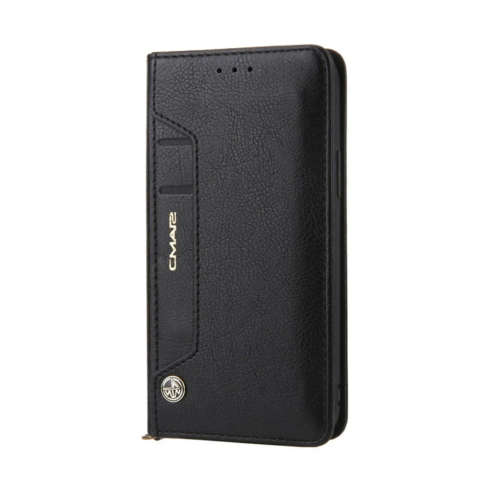 CMAI2 PU Leather Card Slots Wallet Phone Cover Case for iPhone 12/12 Pro - Black - 1