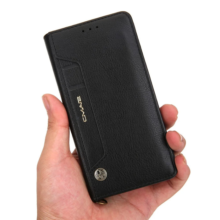 CMAI2 PU Leather Card Slots Wallet Phone Cover Case for iPhone 12/12 Pro - Black - 5