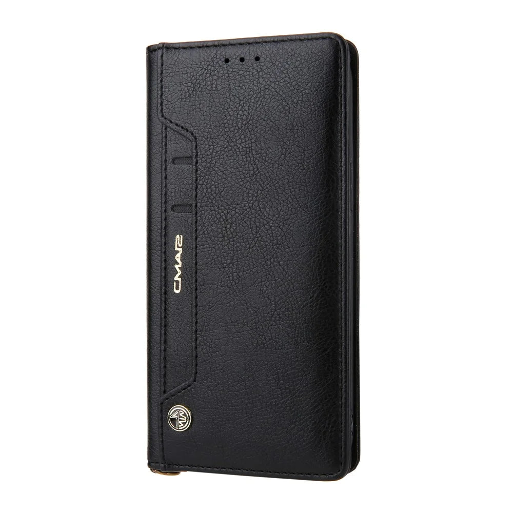 CMAI2 PU Leather Phone Cover Case with Card Holder for iPhone 12 Pro Max - Black - 1