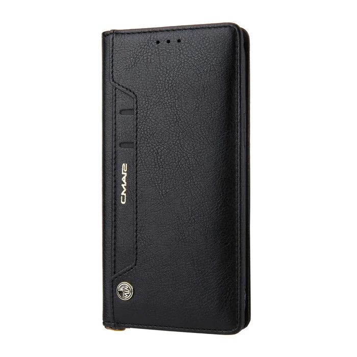 CMAI2 PU Leather Phone Cover Case with Card Holder for iPhone 12 Pro Max - Black - 1