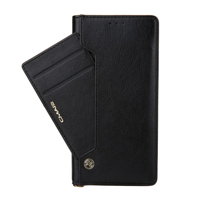 CMAI2 PU Leather Phone Cover Case with Card Holder for iPhone 12 Pro Max - Black - 3