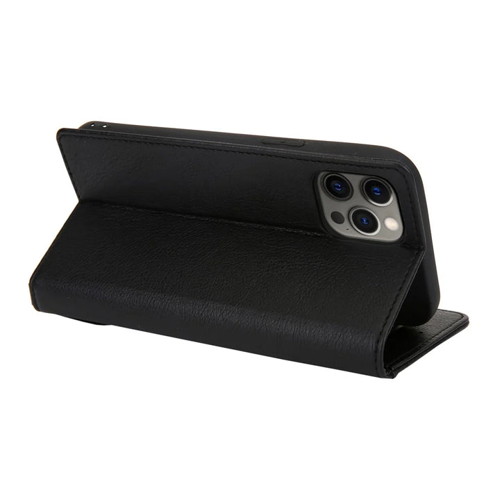 CMAI2 PU Leather Phone Cover Case with Card Holder for iPhone 12 Pro Max - Black - 6