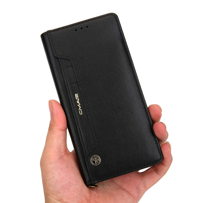 CMAI2 PU Leather Phone Cover Case with Card Holder for iPhone 12 Pro Max - Black - 7