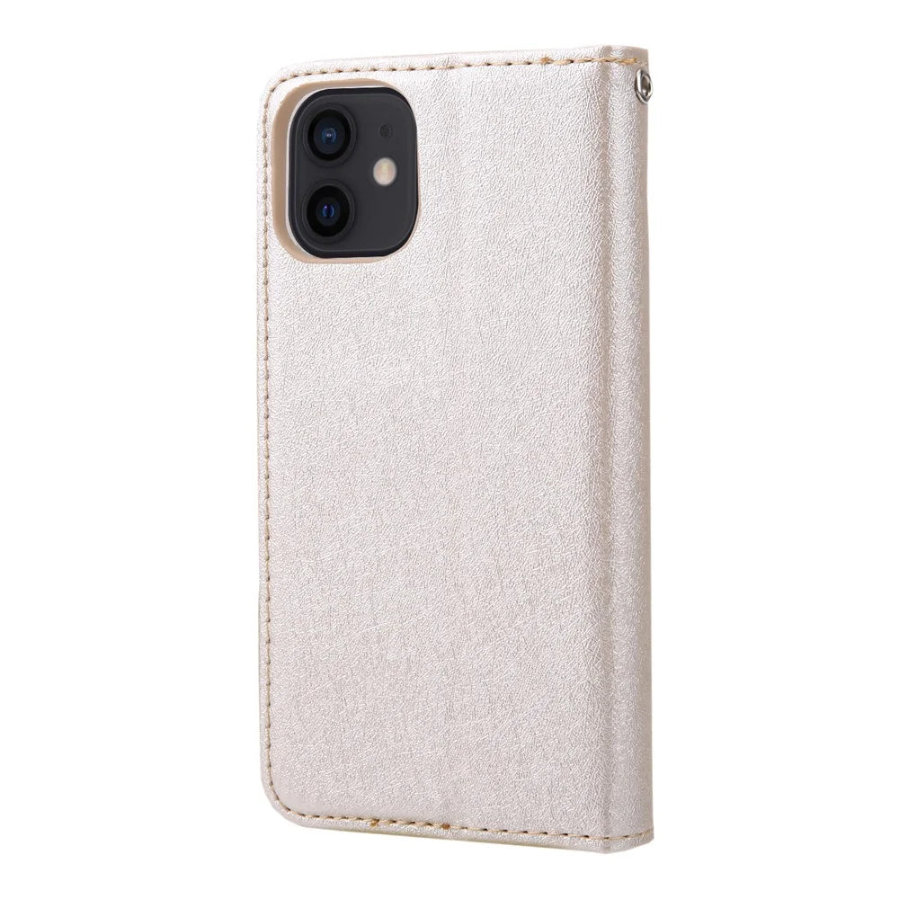 CMAI2 PU Leather Auto-absorbed Folio Cover with Card Slots for iPhone 12 mini 5.4 inch - White - 2