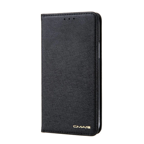 CMAI2 PU Leather Auto-absorbed Folio Cover with Card Slots for iPhone 12 Pro / iPhone 12 - Black - 1