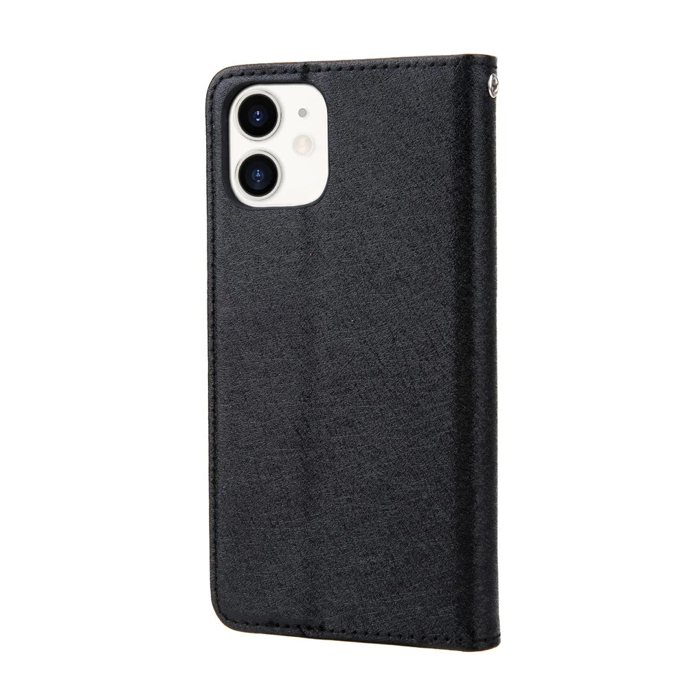 CMAI2 PU Leather Auto-absorbed Folio Cover with Card Slots for iPhone 12 Pro / iPhone 12 - Black - 2