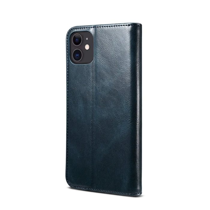 Leisure Style Waxy Crazy Horse Texture Phone Leather Cover Shell with Stand and Wallet for iPhone 12 mini - Blue - 3