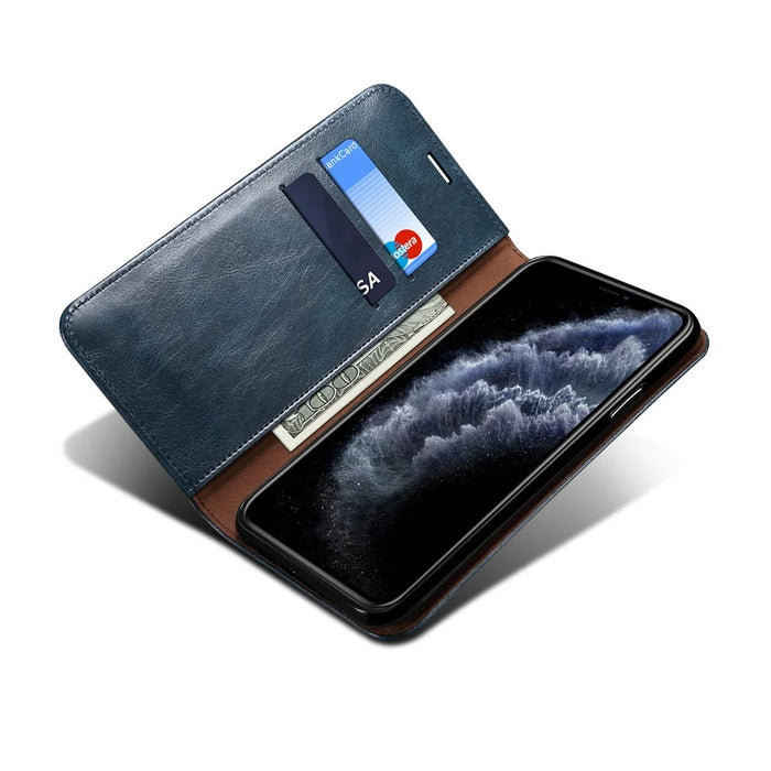 Leisure Style Waxy Crazy Horse Texture Phone Leather Cover Shell with Stand and Wallet for iPhone 12 mini - Blue - 4