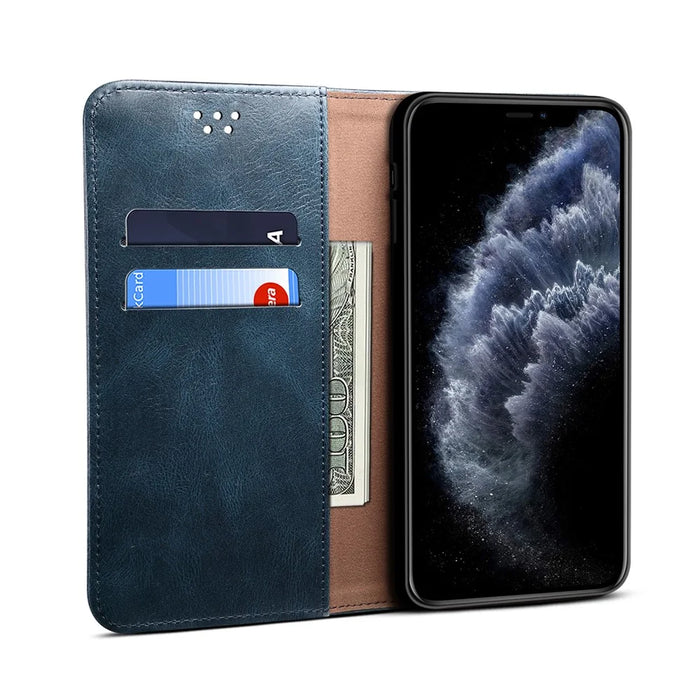 Leisure Style Waxy Crazy Horse Texture Phone Leather Cover Shell with Stand and Wallet for iPhone 12 mini - Blue - 5