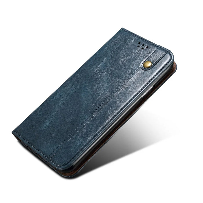 Leisure Style Waxy Crazy Horse Texture Phone Leather Cover Shell with Stand and Wallet for iPhone 12 mini - Blue - 6