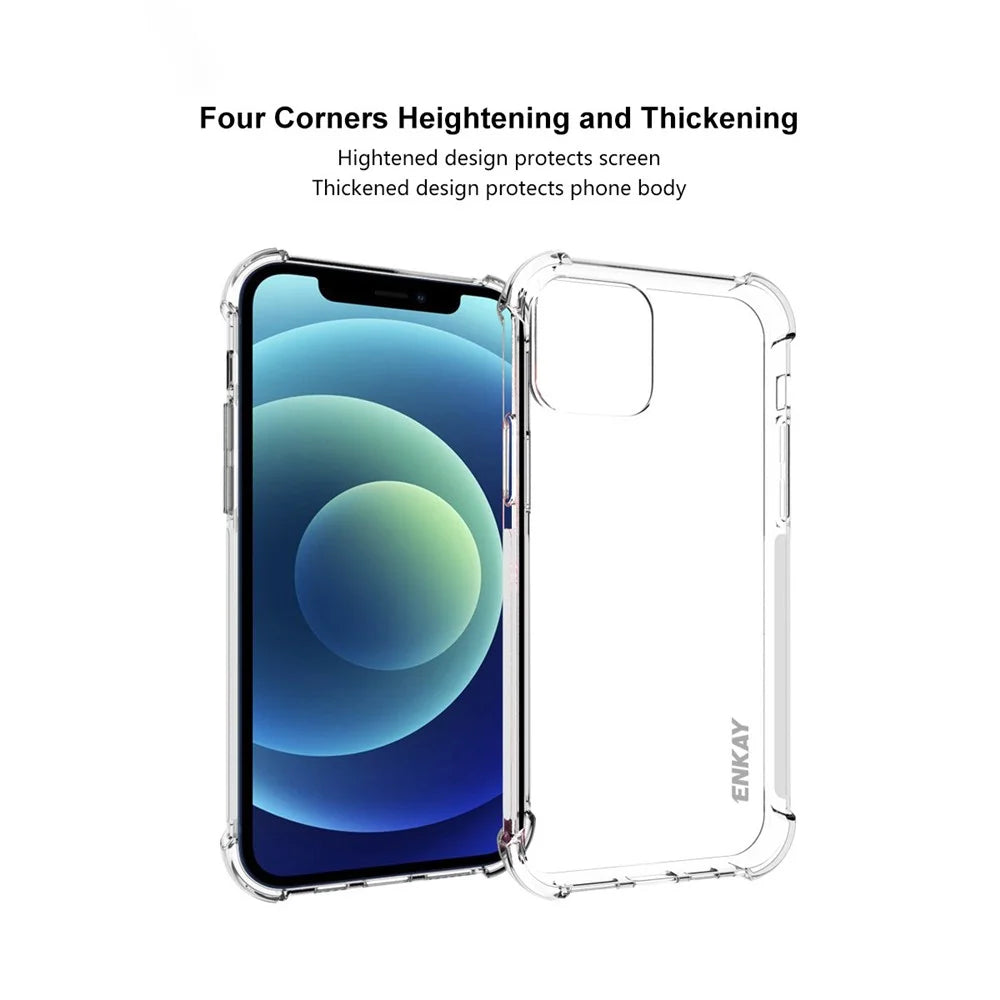 ENKAY Shockproof Clear TPU Case for iPhone 12/12 Pro Frosted Anti-slip Cover - 2