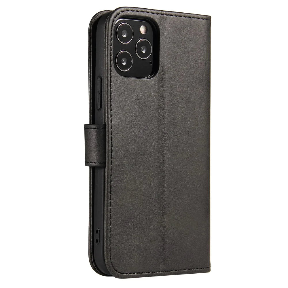 Classic Style Magnetic Leather Phone Cover Case with Clasp for iPhone 12/12 Pro - Black - 2