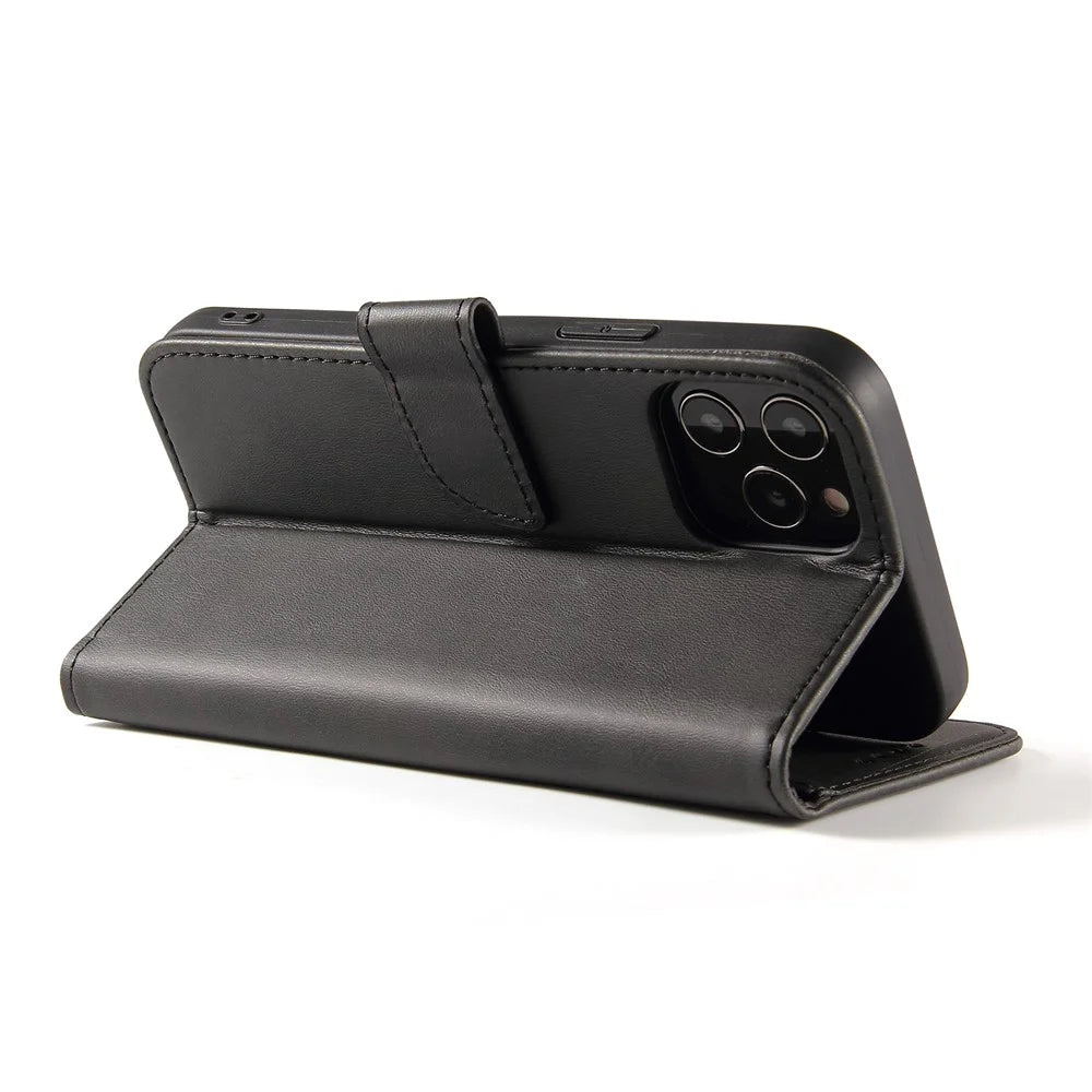 Classic Style Magnetic Leather Phone Cover Case with Clasp for iPhone 12/12 Pro - Black - 4