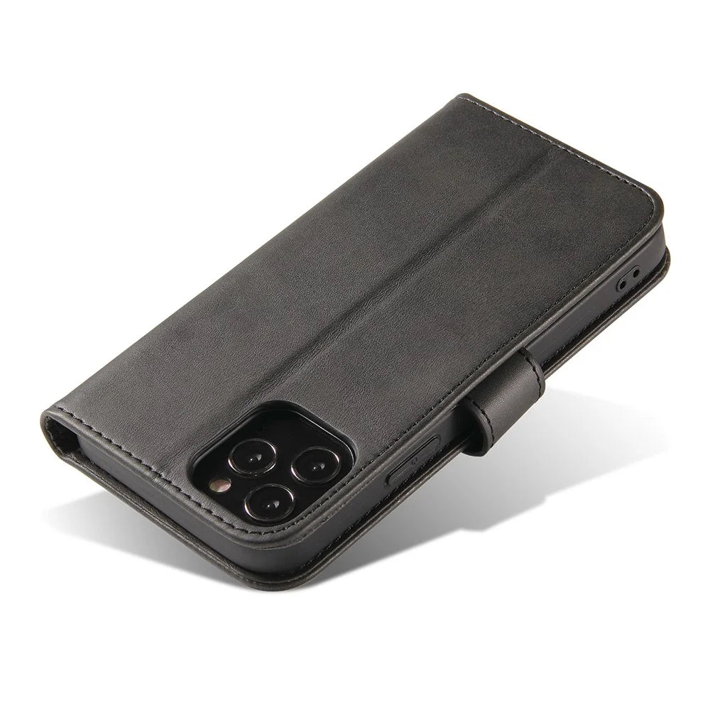 Classic Style Magnetic Leather Phone Cover Case with Clasp for iPhone 12/12 Pro - Black - 5