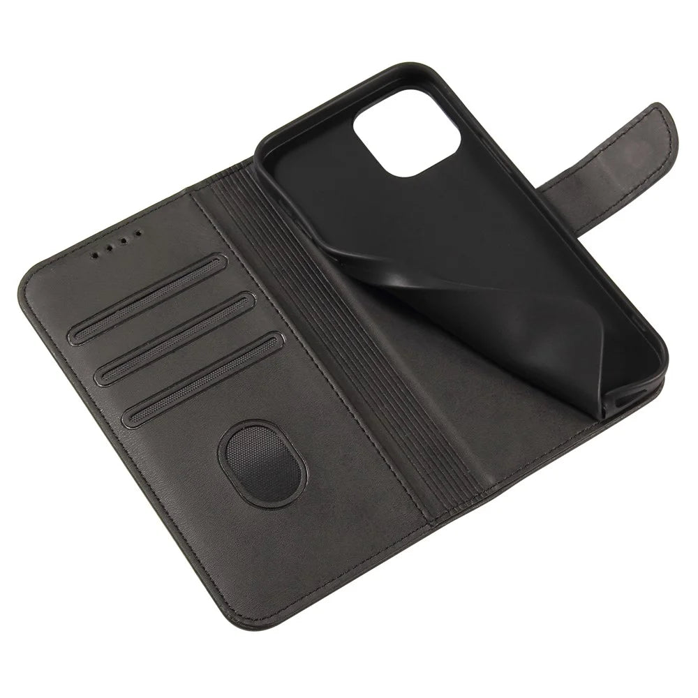 Classic Style Magnetic Leather Phone Cover Case with Clasp for iPhone 12/12 Pro - Black - 7