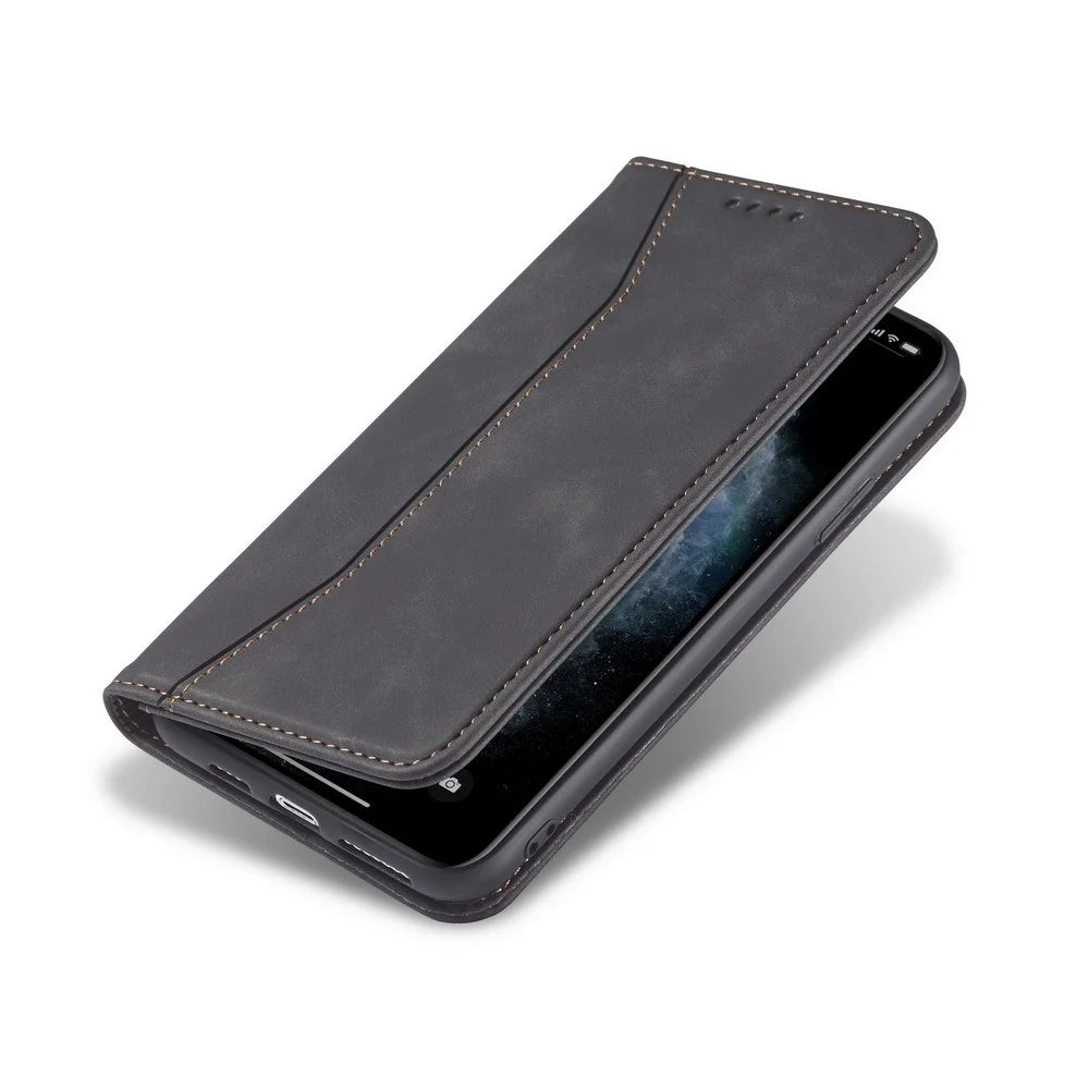 Fantasy Series Auto-absorbed Leather Wallet Stand Case for iPhone 12 Pro Max - Black - 3