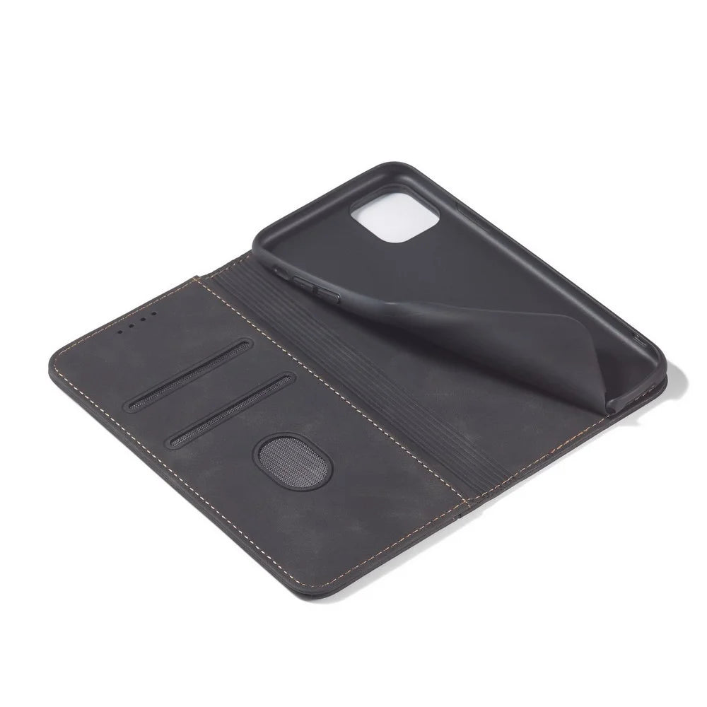 Fantasy Series Auto-absorbed Leather Wallet Stand Case for iPhone 12 Pro Max - Black - 4