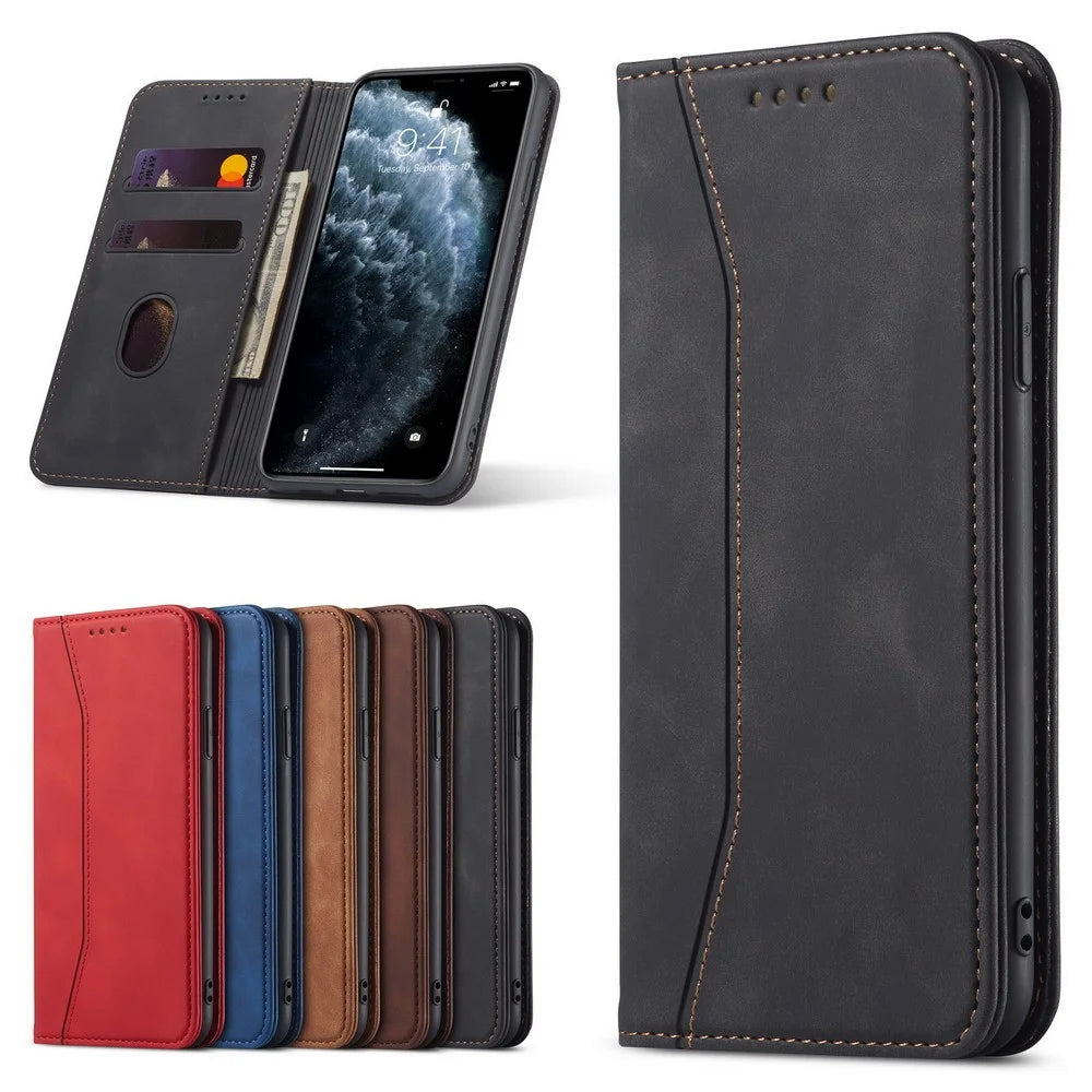 Fantasy Series Auto-absorbed Leather Wallet Stand Case for iPhone 12 Pro Max - Black - 6
