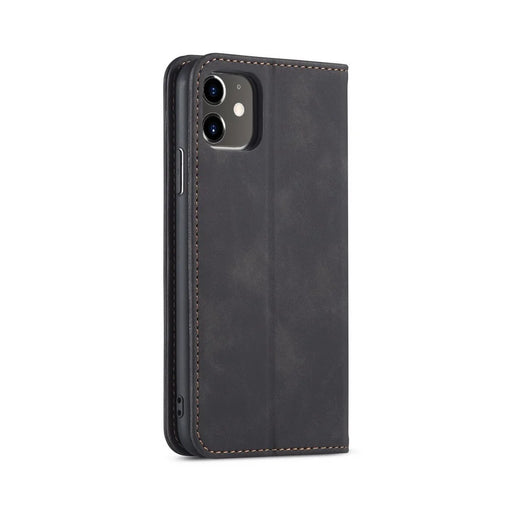 Fantasy Series Auto-absorbed Leather Wallet Stand Case for iPhone 12 mini 5.4 inch - Black - 2