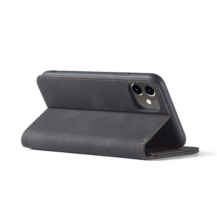 Fantasy Series Auto-absorbed Leather Wallet Stand Case for iPhone 12 mini 5.4 inch - Black - 4