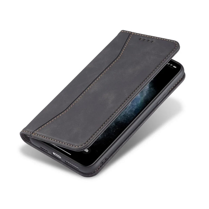 Fantasy Series Auto-absorbed Leather Wallet Stand Case for iPhone 12 mini 5.4 inch - Black - 5