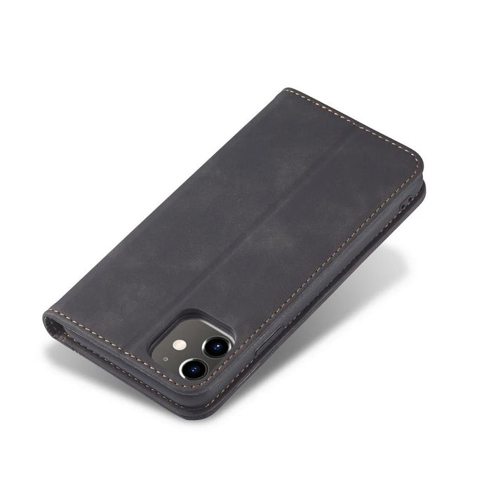 Fantasy Series Auto-absorbed Leather Wallet Stand Case for iPhone 12 mini 5.4 inch - Black - 6