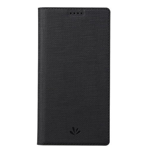 VILI DMX Auto-Absorbed Plain Cross Texture Leather Phone Cover Case with Card Holder for iPhone 12/12 Pro - Black - 2