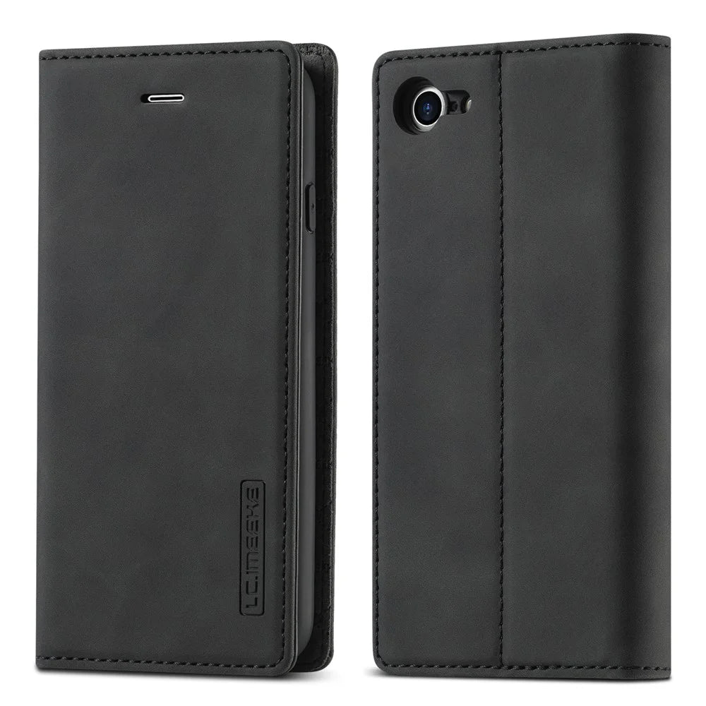 LC.IMEEKE Strong Auto-Absorbed Business Style Leather Phone Cover Shell for iPhone 7/8/SE (2020)/SE (2022) - Black - 3