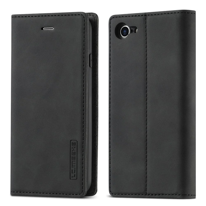 LC.IMEEKE Strong Auto-Absorbed Business Style Leather Phone Cover Shell for iPhone 7/8/SE (2020)/SE (2022) - Black - 3
